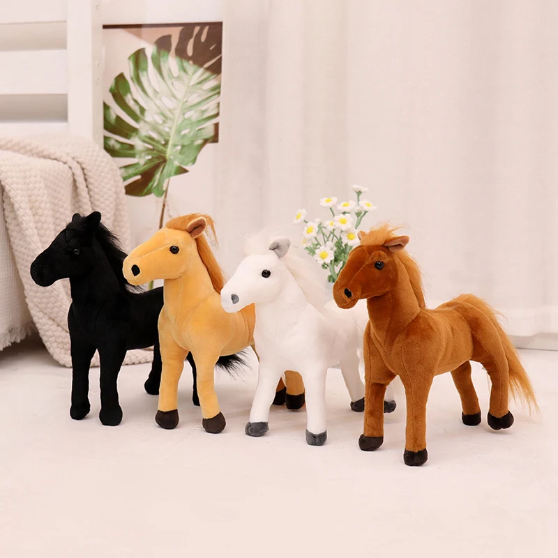 2024 Easter New Simulated Pony Lifelike Horse 30cm 4 Colors Barn Animal Plush Toy Stuffed Animal Office Home Table Decoration