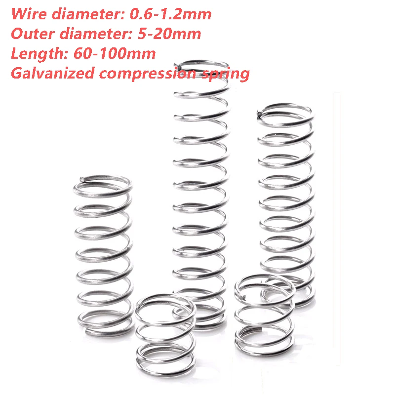 

5PCS Outer Diameter 1.0mm Galvanized Y-shaped Compression Spring Return Spring Length 60mm-100mm Outer Diameter 11mm-16mm