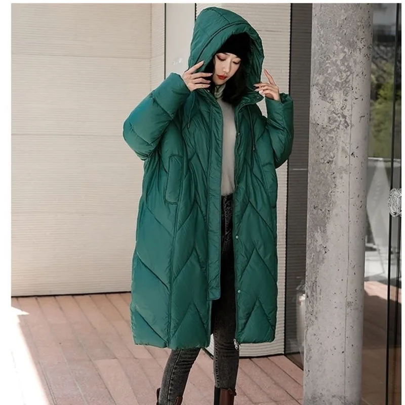 Oversized Thicken Down cotton Jacket for women Winter New Retro Chinese style Hooded Coat Female Cotton Warm Parker Overcoat