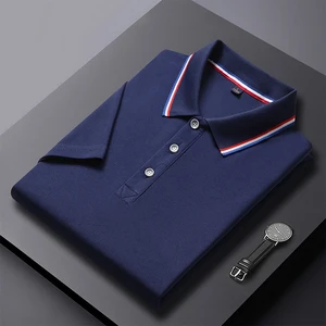 Men's Monochrome Polo Shirt, Business Polo Shirt, Sleeve Blouse, Short Sleeve Casual T -Shirt, Summer, 2024 6 Main Sales Men's Polo T -Shirt - №2