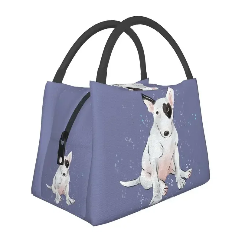 English Bull Terrier With A Heart Shaped Patch Insulated Lunch Bag for Women Waterproof Cooler Thermal Bento Box Picnic Travel