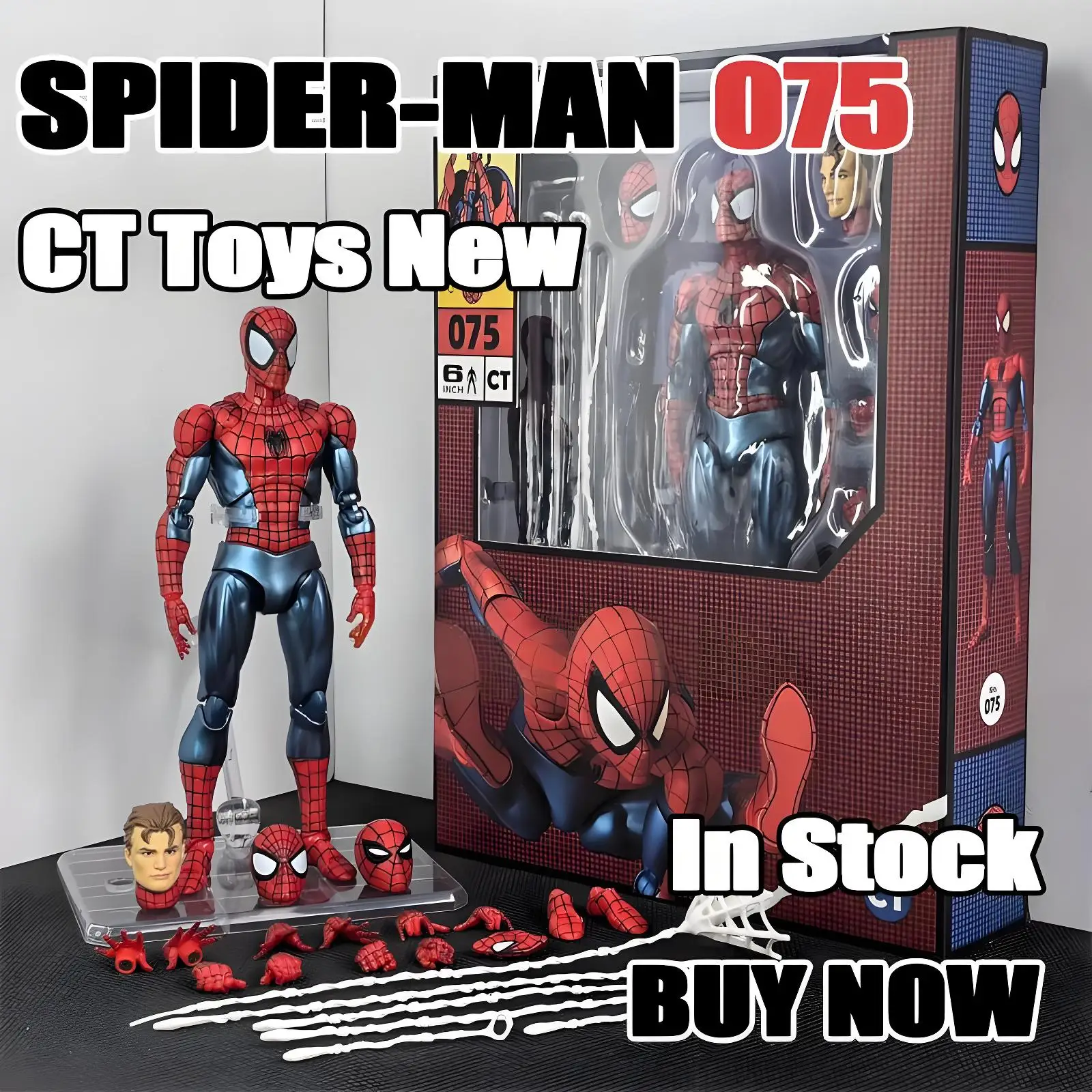 100% Original Ct Toys Spiderman Mafex 075 figura The Anazing Spider-Man Comic Ver Mafex 185 Anime figura de acción modelo regalos Juguetes