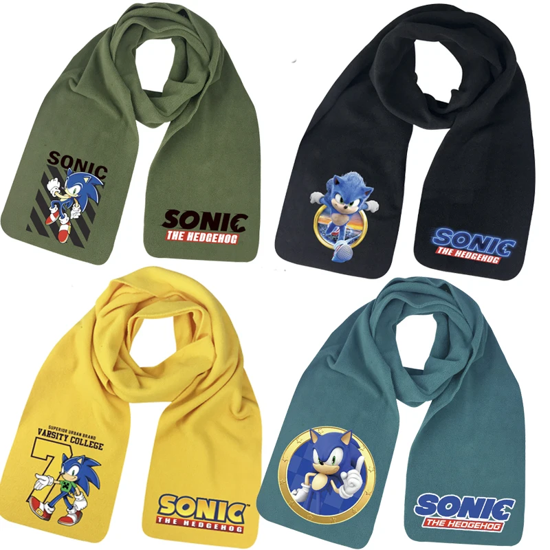 Sonic The Hedgehog Anime Series sciarpa 160cm sciarpa Casual Unisex per donna uomo inverno sciarpa calda all\'aperto fazzoletto da collo in peluche