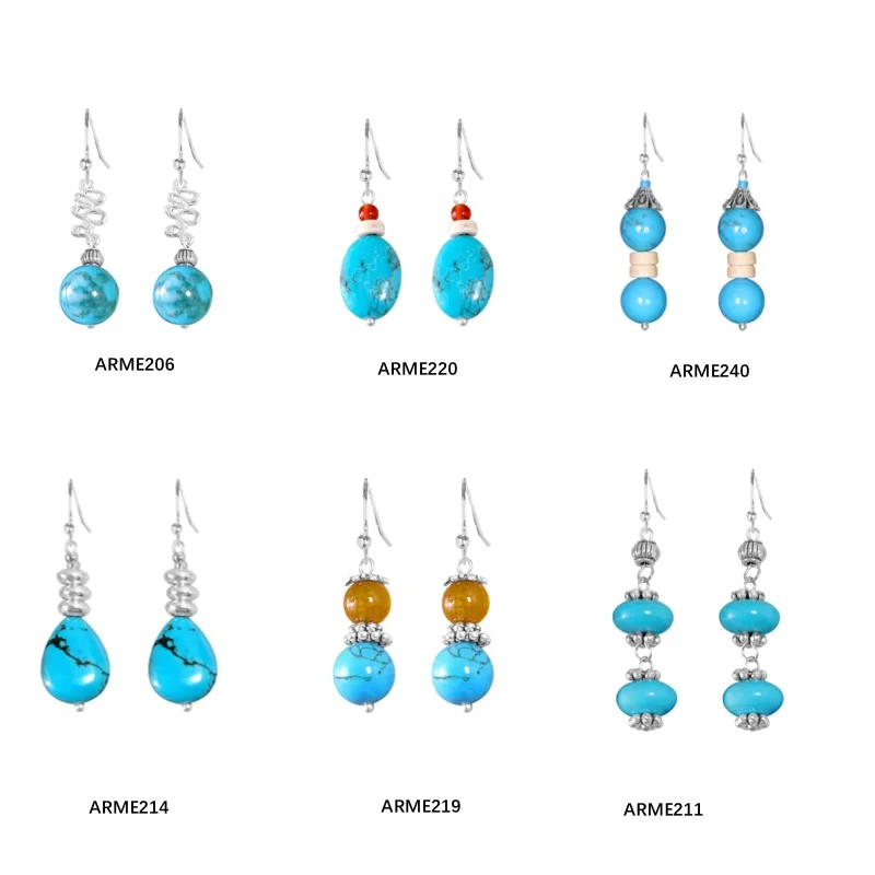 

Boho Chic Natural Blue Stabilized Turquoise Drop Earrings for Women - Unique Jewelry Gift