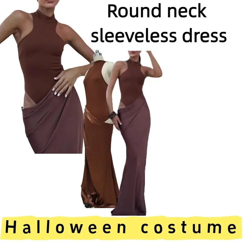 

European American Women's Crew Neck Sleeveless Slim Fit Dress for Daily Wear Casual Outings Weekend Parties Evening Gatherings