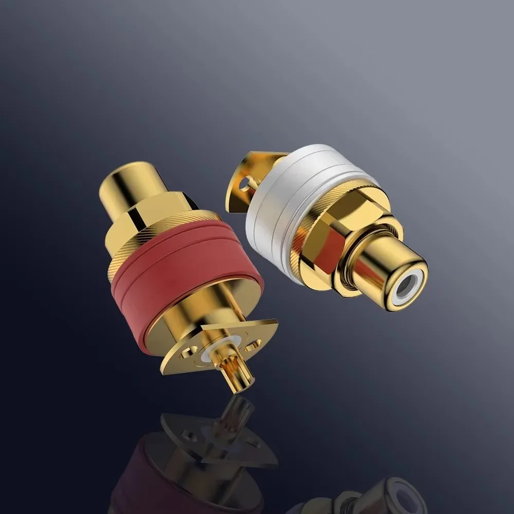 عالية الجودة فيبورغ RC101G النحاس النقي 24K مطلية بالذهب مقبس RCA لحام RCA أنثى المقبس Hifi
