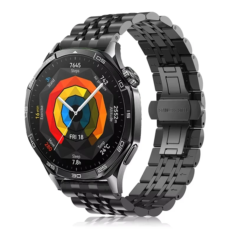 Huawei Watch 5 Pro用22mmステンレススチールバタフライバックルストラップ、Huawei GT5 GT4 GT3 GT2用46mmメタルビジネスバンド