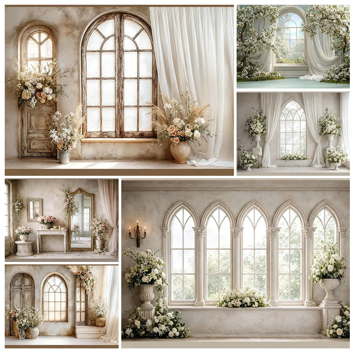 

Арочный фон с цветочным узором для детской фотосессии, реквизит для дня рождения, фон для детской фотографии