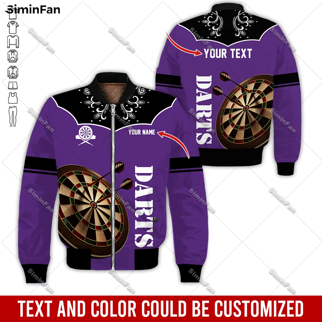 Custom Name Love Retro Dart Colorful 3D Printed Men Bomber Jacket Quilted Cotton Coat Male Winter Cloth Unisex Windproof Outwear