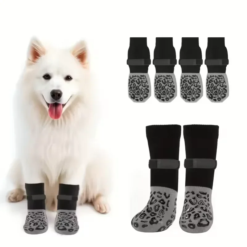 

4pcs Dog Paw Protectors Anti-Slip Boots with Traction Control Adjustable Socks for Injured Paws Senior Dogs