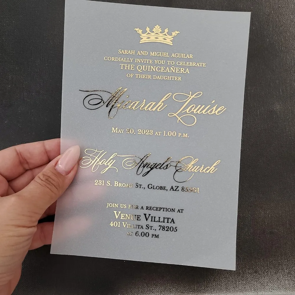 

Набор из 10 приглашений Quinceanera с золотой короной, приглашений на 15-й день рождения для девочек, приглашений на заказ Mis Quince, роскошный пергамент, Inv