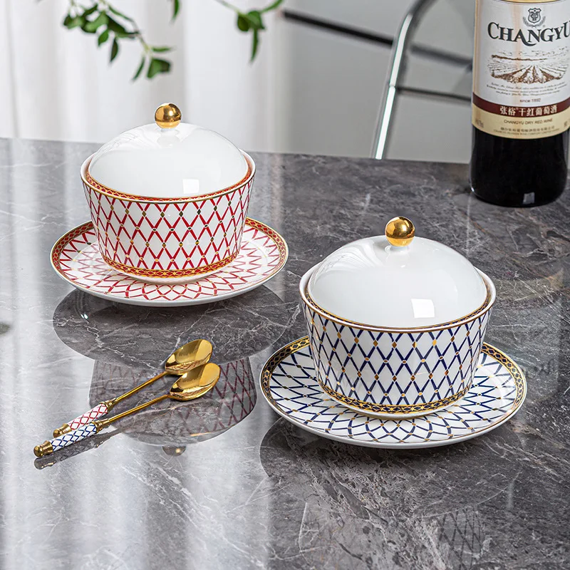 

Креативный синий, красный Цзя, персональный горшок для тушения, китайская клубная добавка, птичье гнездо, суповая горшок, овощи