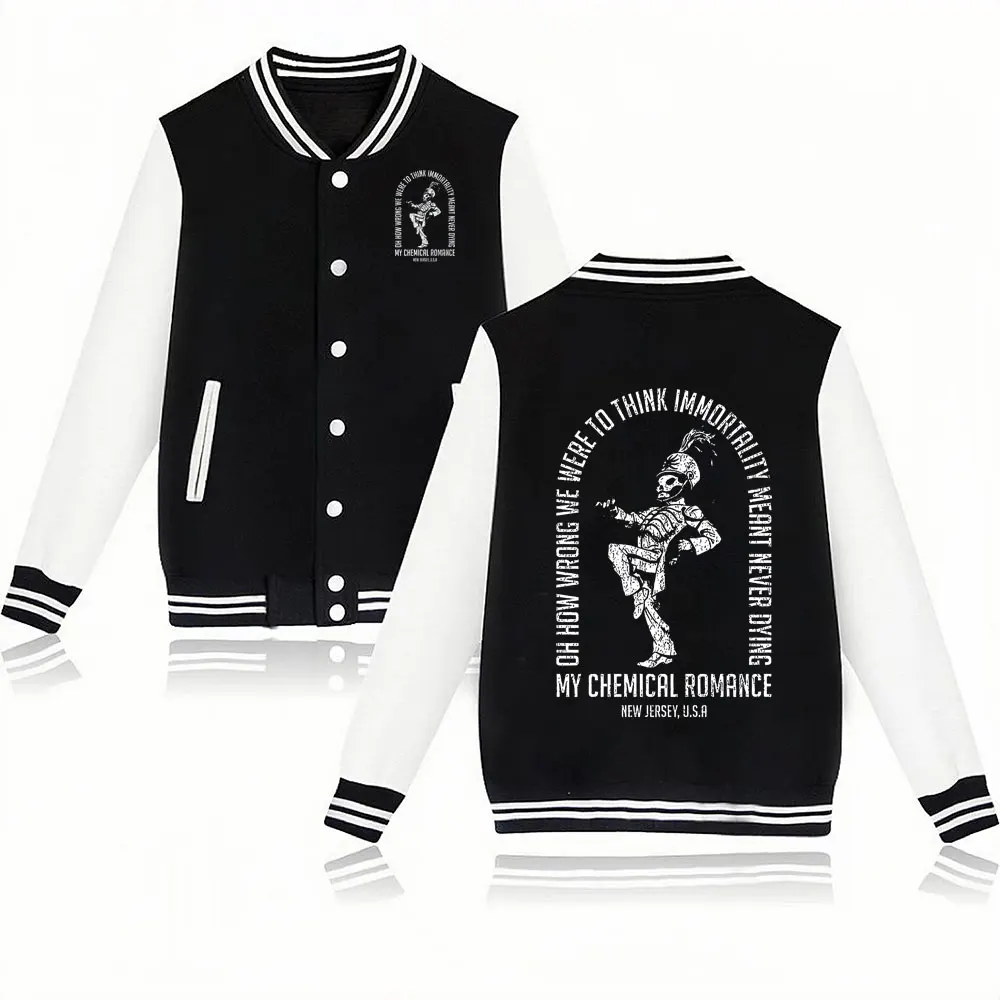 My Chemical Romance Baseball Uniform The Black Parade Rock Band Bomber Jackets Gothic Casual Men Coats Fleece Couples Streetwear