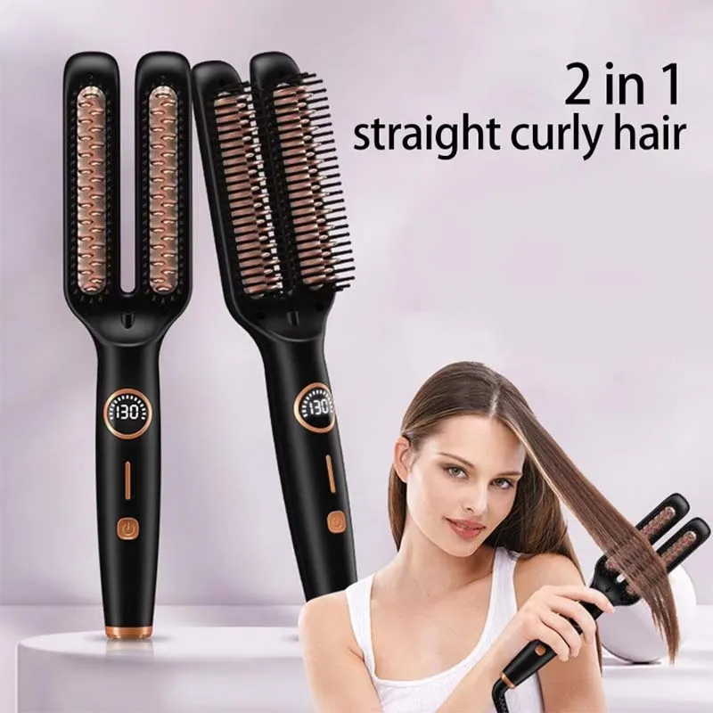 

Electric Anti Frizz Hair Hot Comb Brush Straightener One Step 2 In 1 Ceramic Hair Straightener Brush With Lcd Digital Display