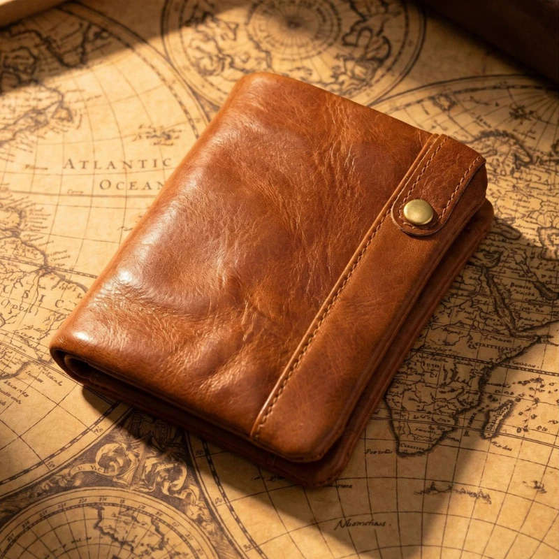 

Top Layer Cowhide Short Wallet, Genuine Leather Multi-compartment Large Capacity Card Bag,simple and Multi-functional Coin Purse