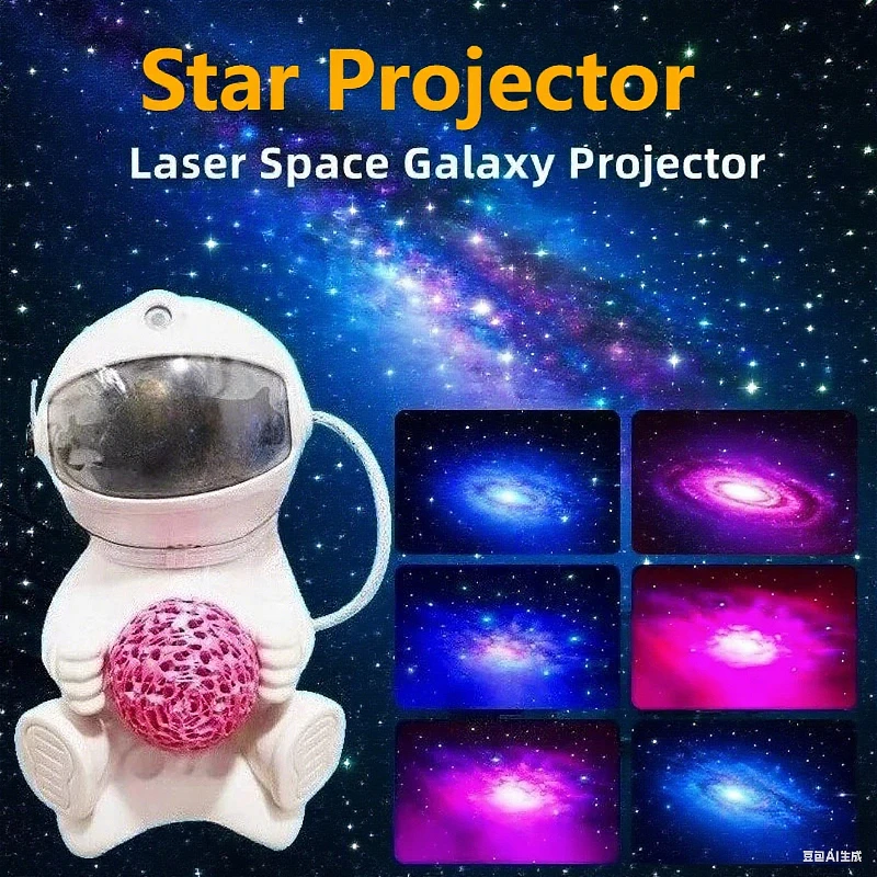 Atmosfera romântica luz astronauta lâmpada de projeção astronauta céu estrelado luz quarto lâmpada mesa cabeceira luz da noite melhor presente