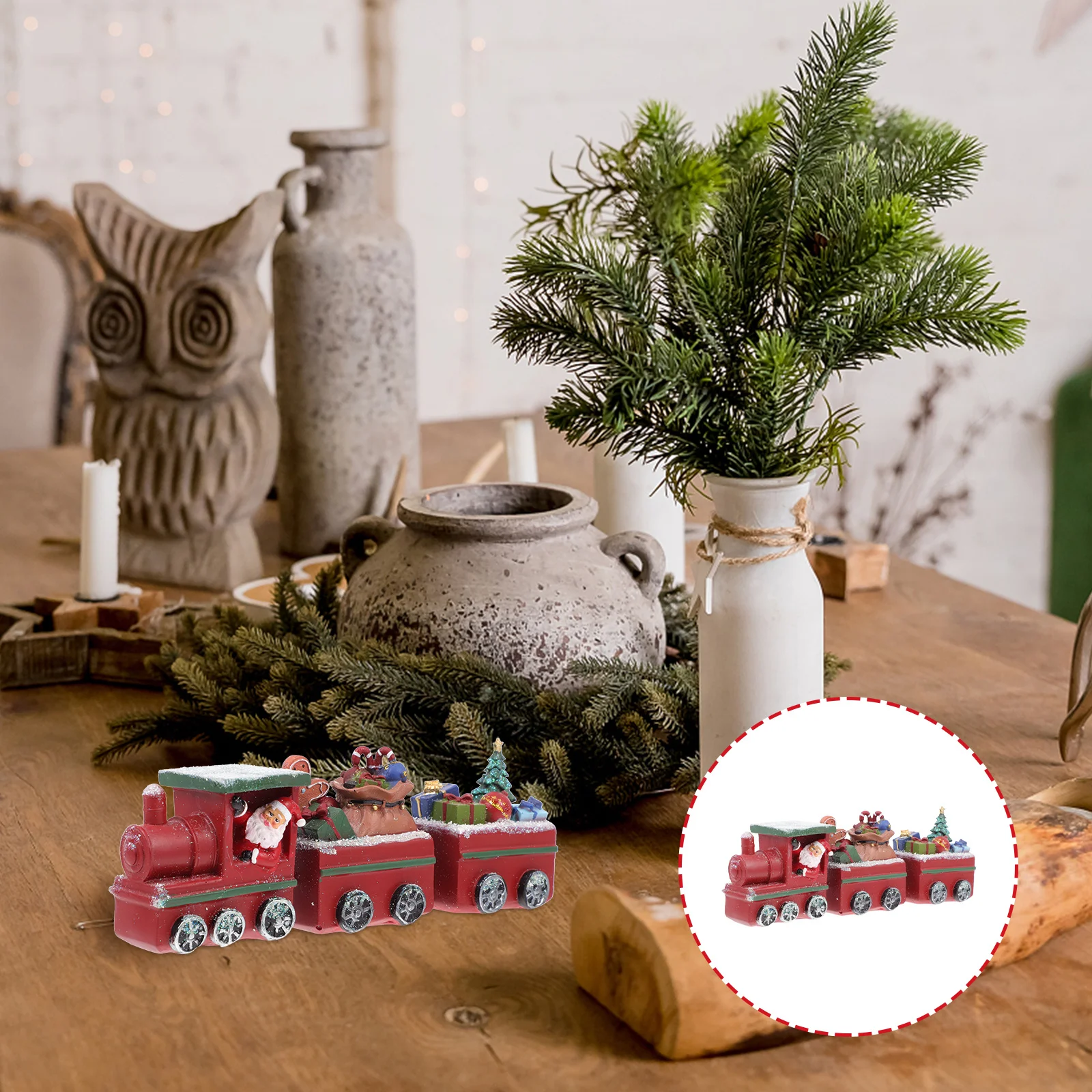

1Pcs Xmas Resin Train Decoration Mini Desktop Ornament Holiday Party Adornment Train Decor Resin Craft Desktop Decoration