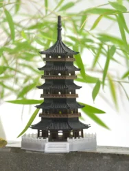 Chinese Ancient Building Leifeng Pagoda Hangzhou West Lake Rockery Fish Tank Micro Landscape, Bonsai Rain Forest Tank Decoration
