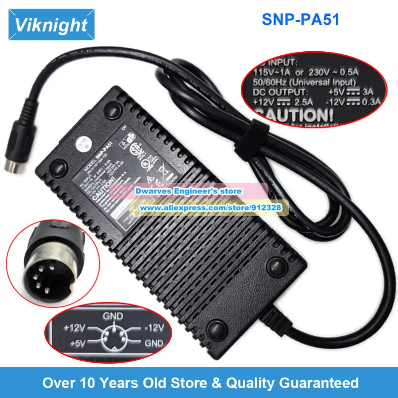 SNP-PA51 AC Adapter 5V3A 12V 2.5A -12V 0.3A for Skynet 4-PIN 5-PIN 7-PIN Power Supply 115V 1A 230V 0.5A