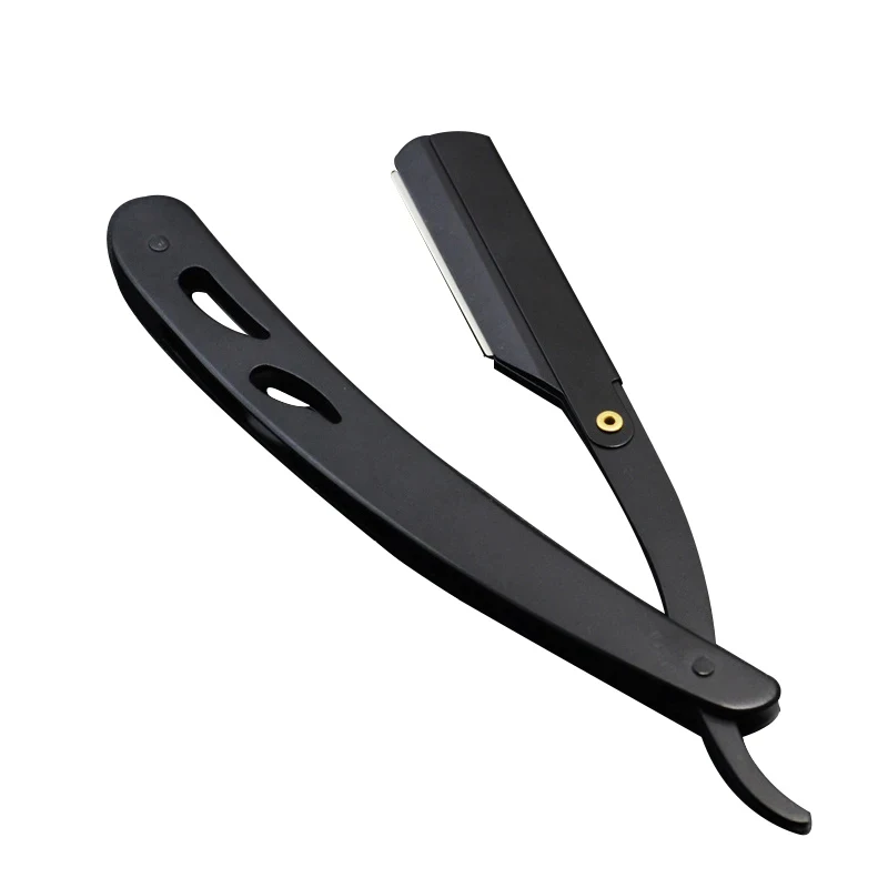 1-3 Piezas de Herramientas de Barbería para Hombre, Navaja de Afeitar y Cuchillas, Navaja de Afeitar Plegable Negra Antigua, Soporte para Navaja de Afeitar Recta de Acero Inoxidable