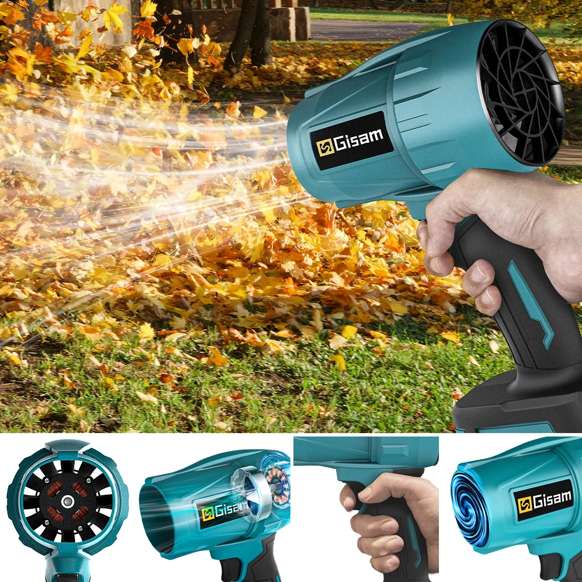 Gisam Brushless Electric Blower Turbo Jet Fan 200M/S Violent Air Gun Handheld Snow Leaf Dust Blowing Tool for Makita 18V Battery