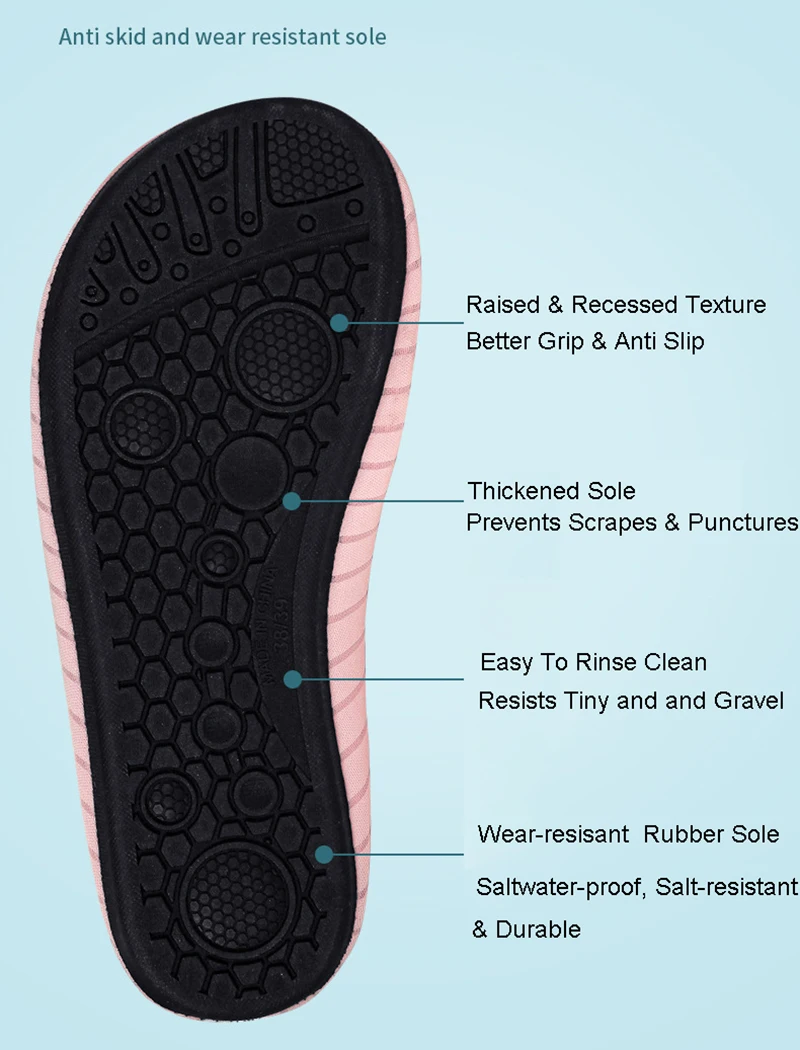 Unisex Wasserschuhe für Strand, Wassersport, Tauchen, Schnorcheln, Aqua-Sneaker mit Gummisohle, Rutschfest und Schnittresistent, für Fluss-Trekking – Detail 7