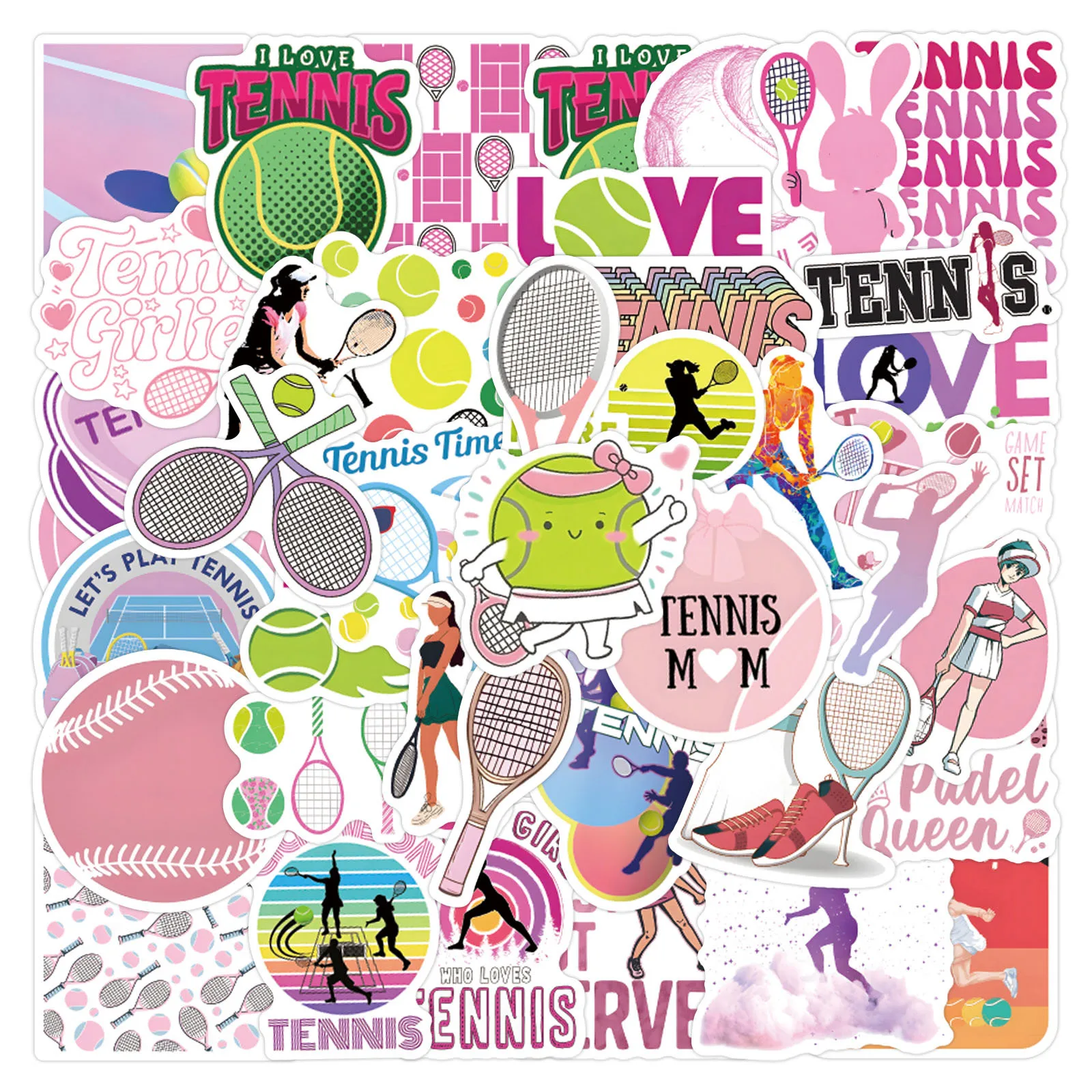 

55PCS Pink Tennis Cartoon Stickers Decals DIY Skateboard Water Cup Phone Case Suitcase Laptop Car Cute Graffiti Sticker Gifts