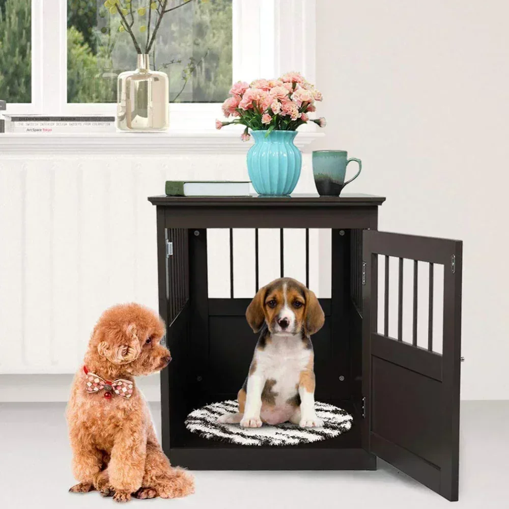 Tempat Tidur Hewan Peliharaan Anjing Rumah Meja Ujung Peti Hewan Peliharaan untuk Anjing Kandang Anjing Kayu Sedang untuk Rumah Anak Anjing dan Perlengkapan Kandang Habitat