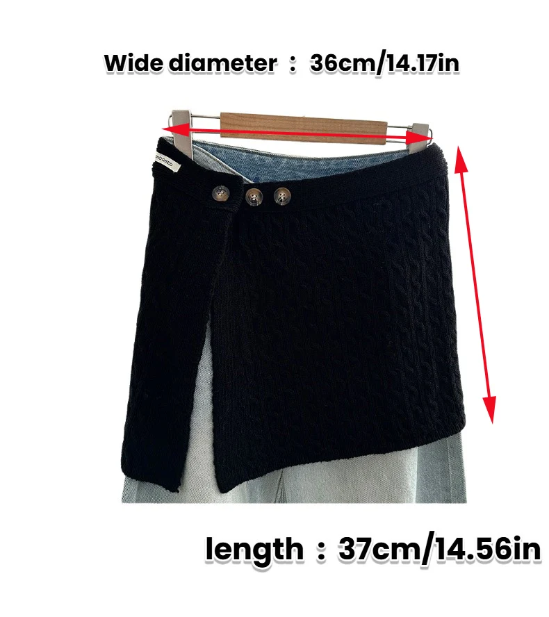 Women Cable Knit Wrap Skirt, Knitted Waist Layering Cover Up, Irregular Overlay Shawl, Knit Waist Cover view 6
