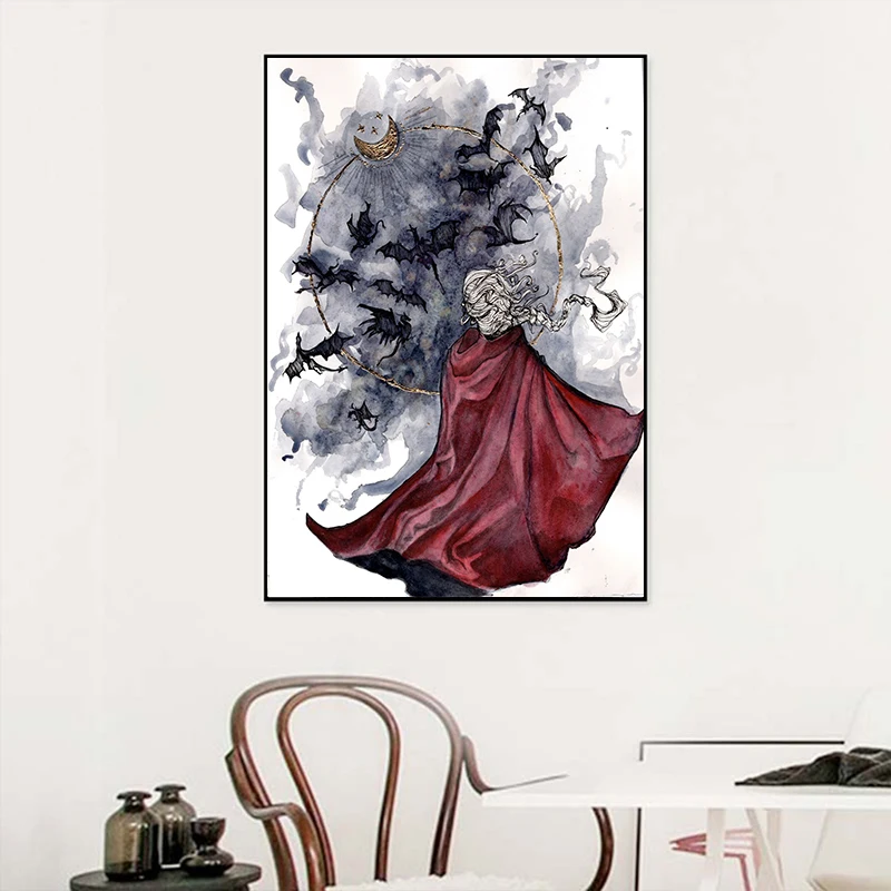 Aquarell-Poster „Fourth Wing Xaden Riorson Manon Blackbeak“, Leinwandgemälde, abstrakte Wandkunst für Wohnzimmer, Heimdekoration
