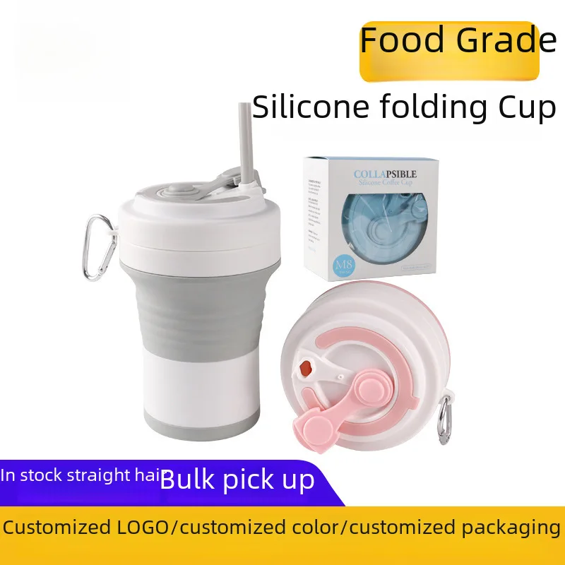 In stock silicone folding coffee cup convenient sports travel retractable Cup office leisure portable cup water Cup customizatio