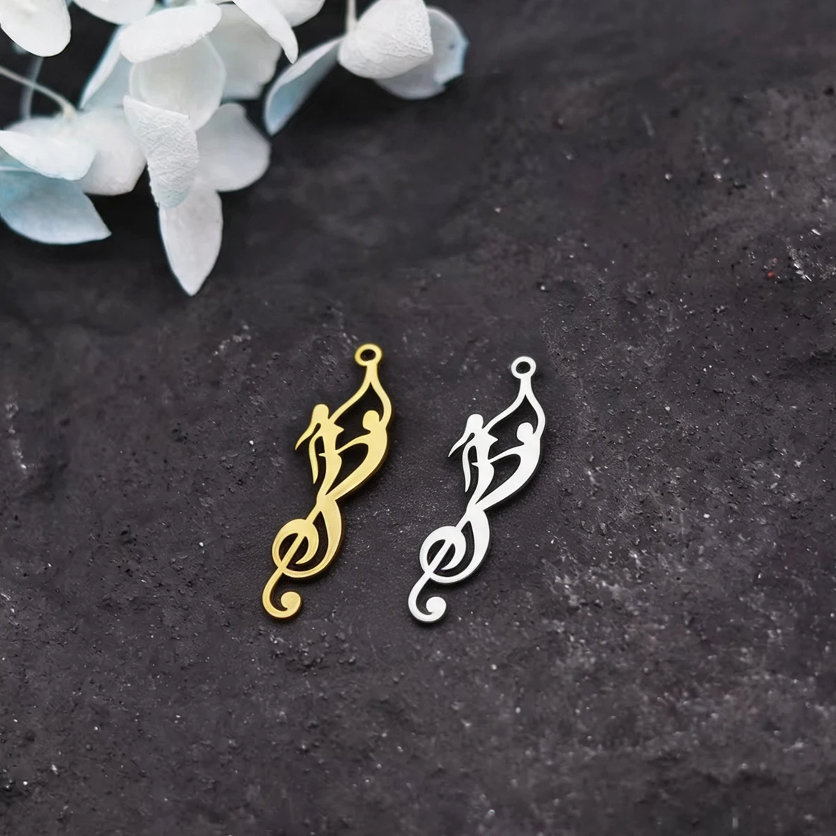3pcs Music Note Dancer Charms Stainless Steel Musical Treble Clef Pendant for DIY Jewelry Making Necklace Earrings Craft Finding