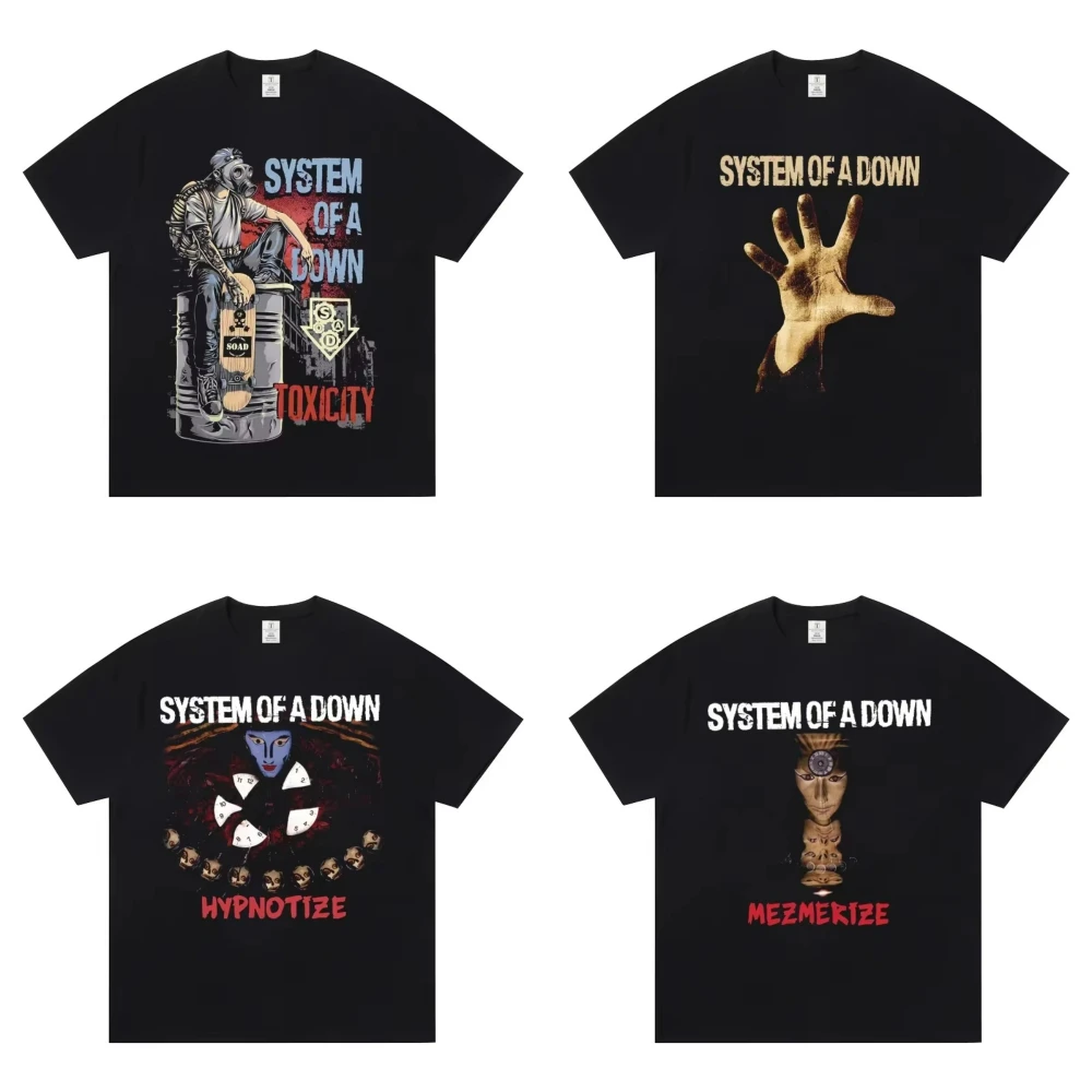 أنظمة أ داونز فرقة معدنية طباعة تي شيرت للرجال النساء تي شيرت الملابس تي شيرتات قصيرة الاكمام بلايز المتضخم تي شيرت الملابس