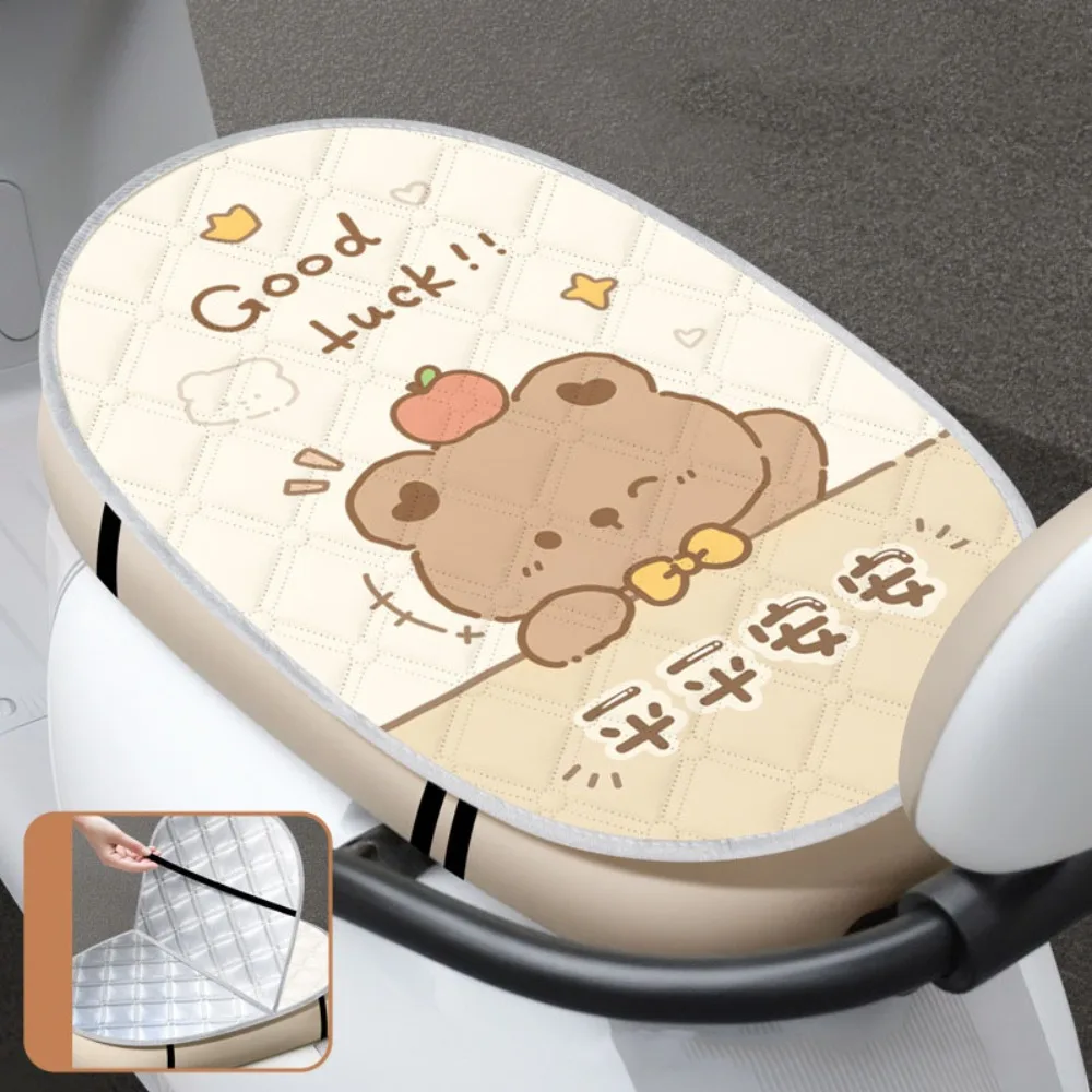 

Cartoon Electric Bicycle Seat Cover Breathable Sun Protection Scooter Seat Protector Anti-scalding Waterproof