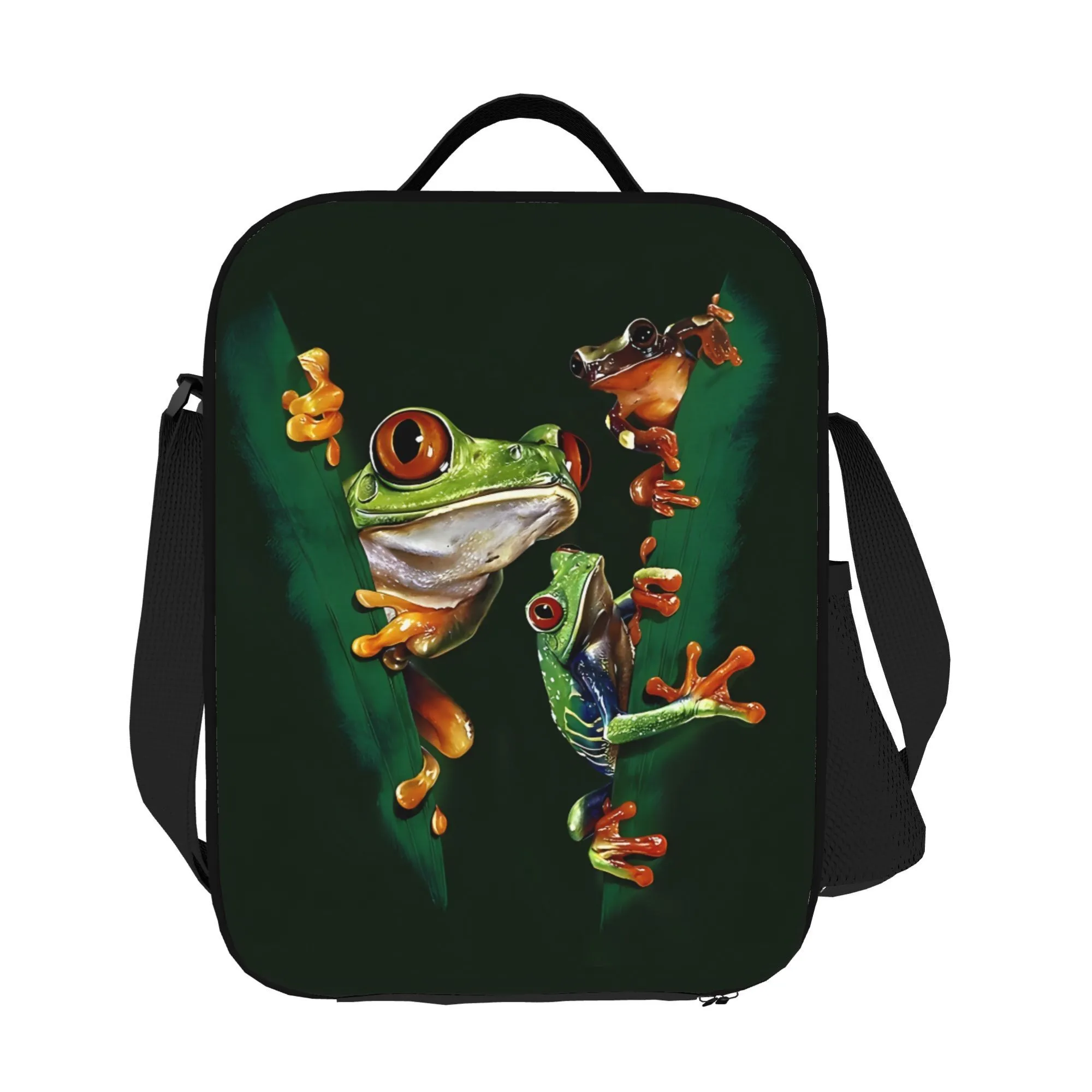 Red Eyed Tree Frog Print Lunch Bag Durable Insulated Lunch Box for Work School Picnic