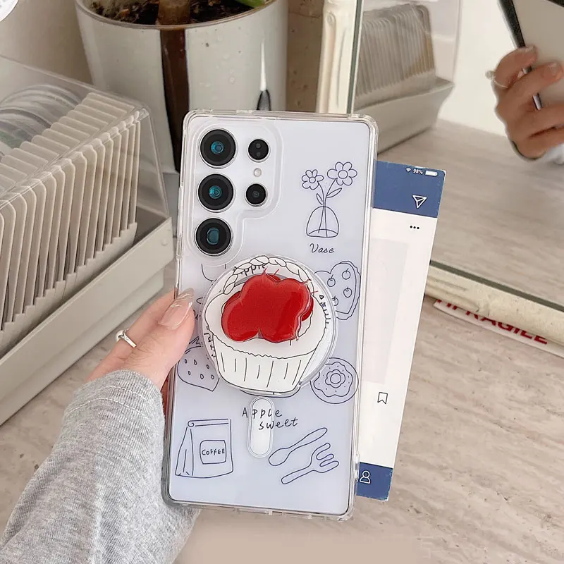 

Чехол для телефона с красным кронштейном для Samsung Galaxy S25 Ultra S24 S23 Ultra S22 S21 FE S20, защитная задняя крышка