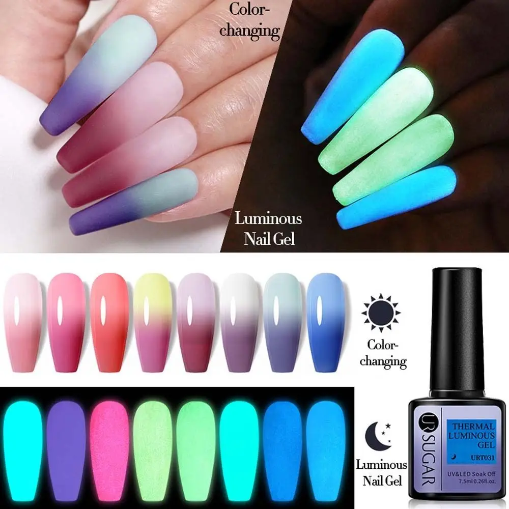 

7.5ml Thermal Luminous Gel Nail Polish Temperature Color Changing Gel Soak Off Gel Varnish Manicure Tools