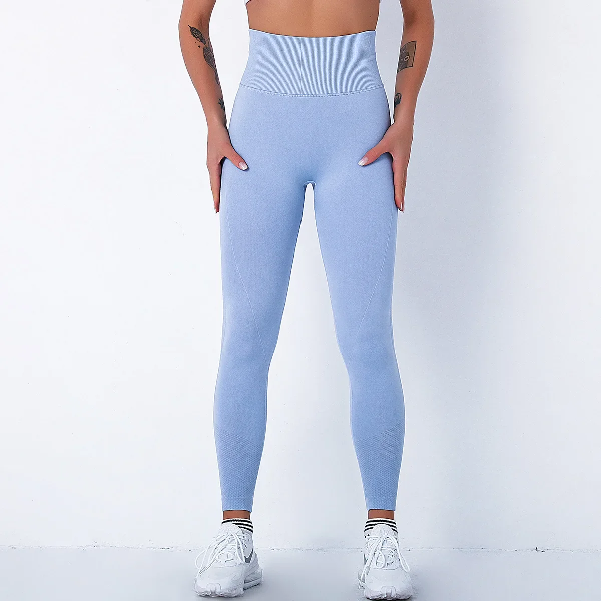 Blue Leggings Women's Fitness Pants Knitted Seamless Leggings Workout Clothes Push Up High Waist Leggings Sport Outfit For Woman