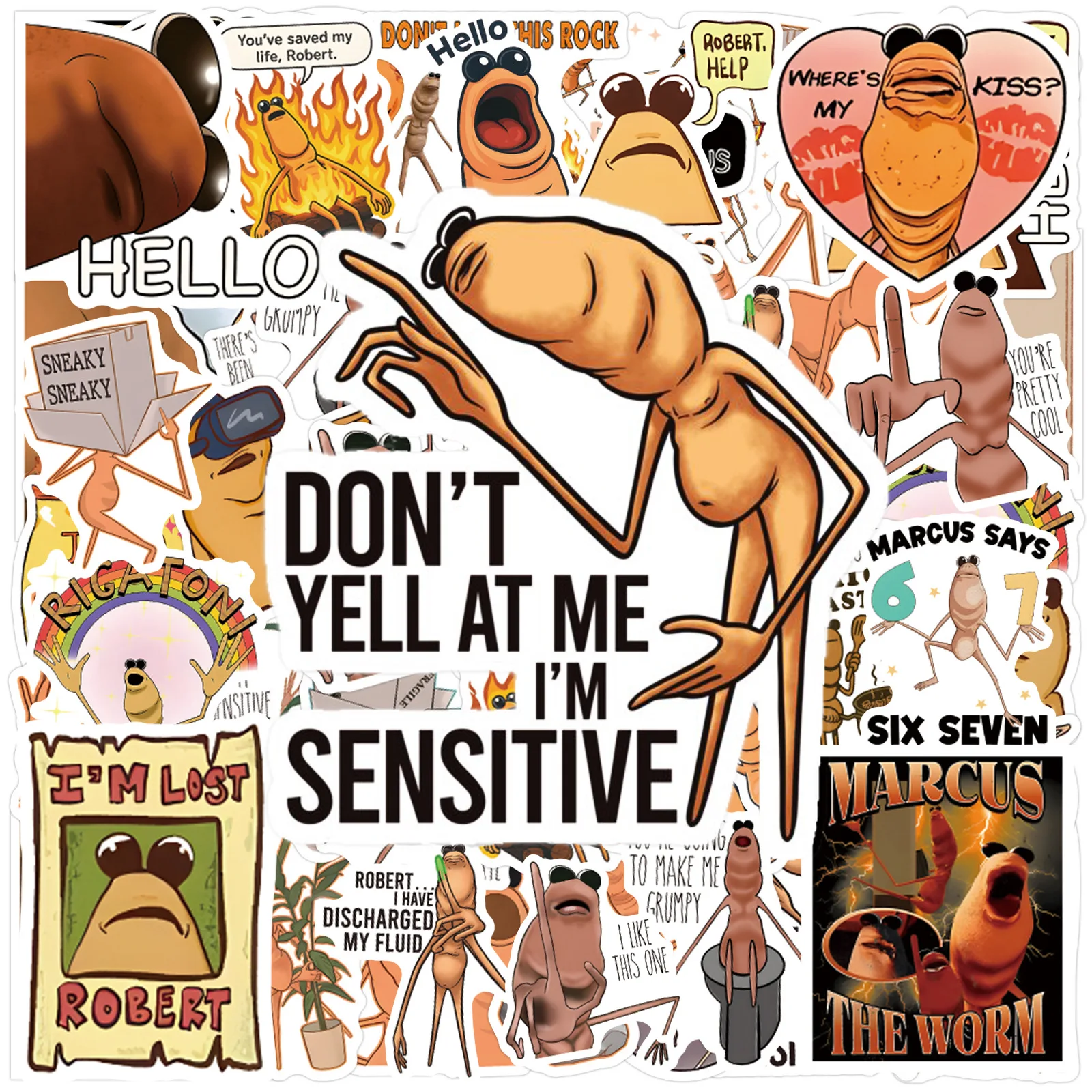 50Pcs Marcus The Worm Stickers Marcus Vinyl Waterproof for Laptop Phone Case Notebook Water Bottle DIY Stickers