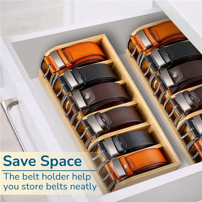 

A98E-2X Belt Organizer,Compartment Belt Holder Belt Hanger Closet And Belt Organizer For Drawer,Belt Rack