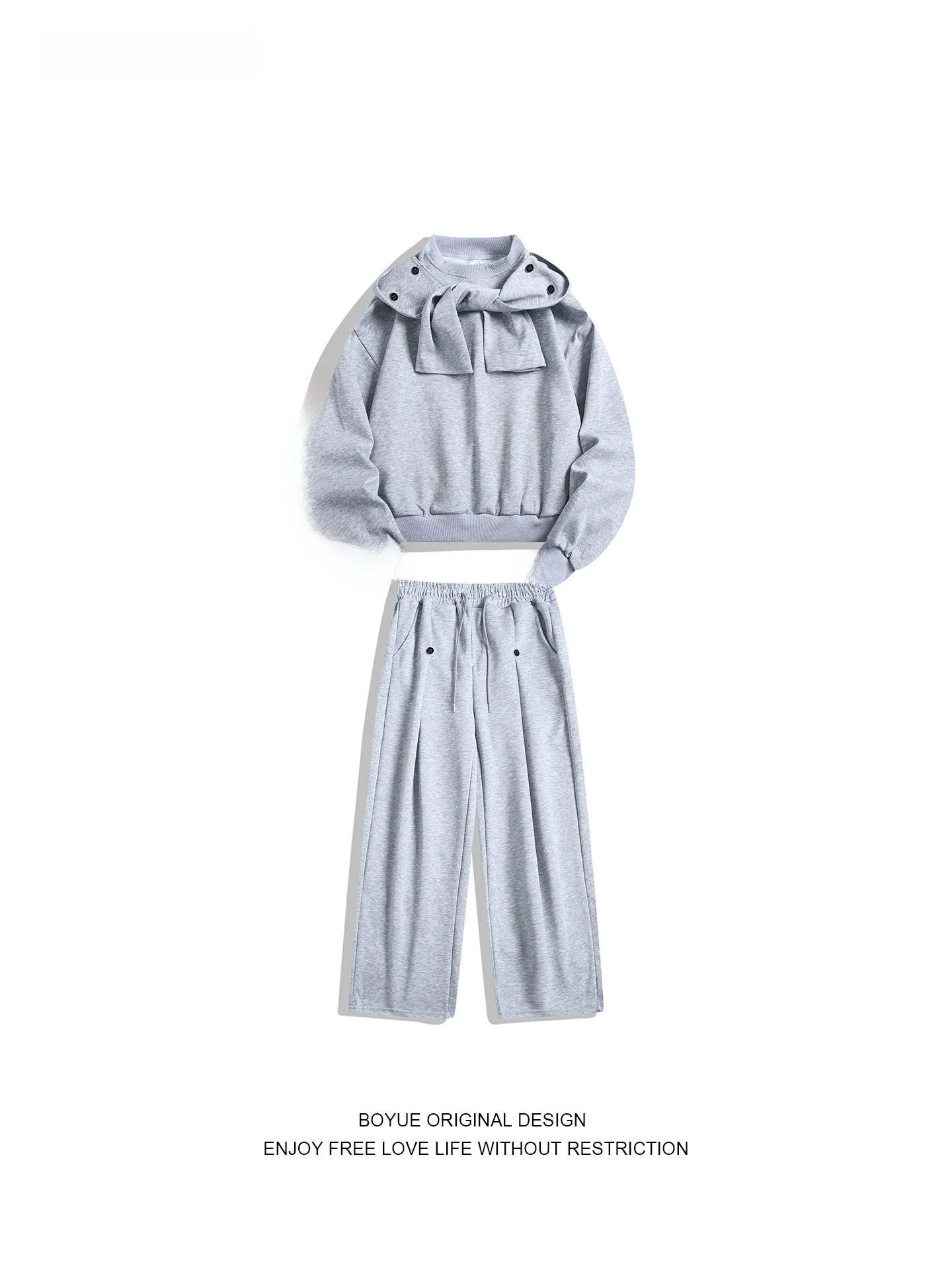 

Boyue Korean Sle Casual Hoodie Set for Men with Detachable Hood Long Pants oulder Wrap Faionable Design Autumn Wear