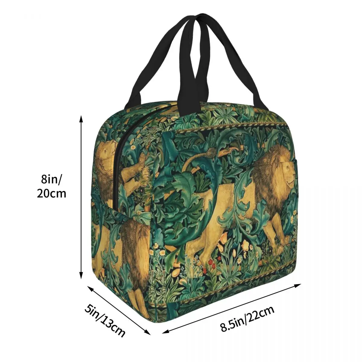 William Morris Forest Lion Antique Insulated Lunch Bag Thermal Bag Lunch Container Vintage Floral Pattern Flower Tote Lunch Box