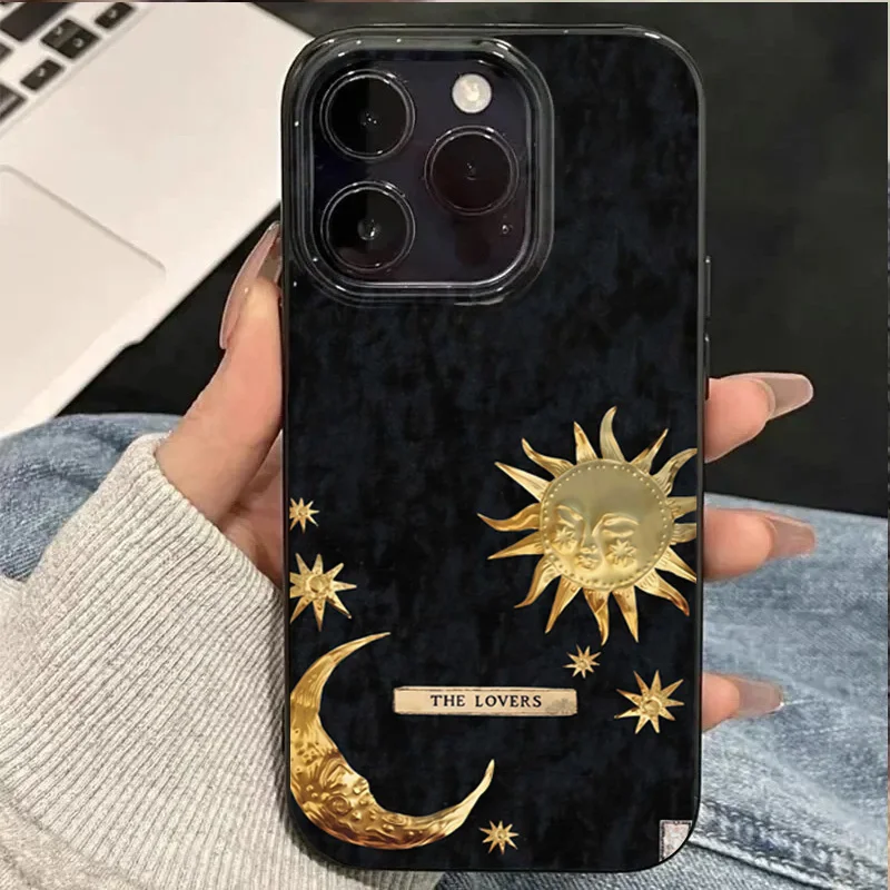 Tarot Sun Moon Star Printed Pattern Design Protective Cover for iPhone 17 16 15 14 13 12 11 Series Pro Max Plus