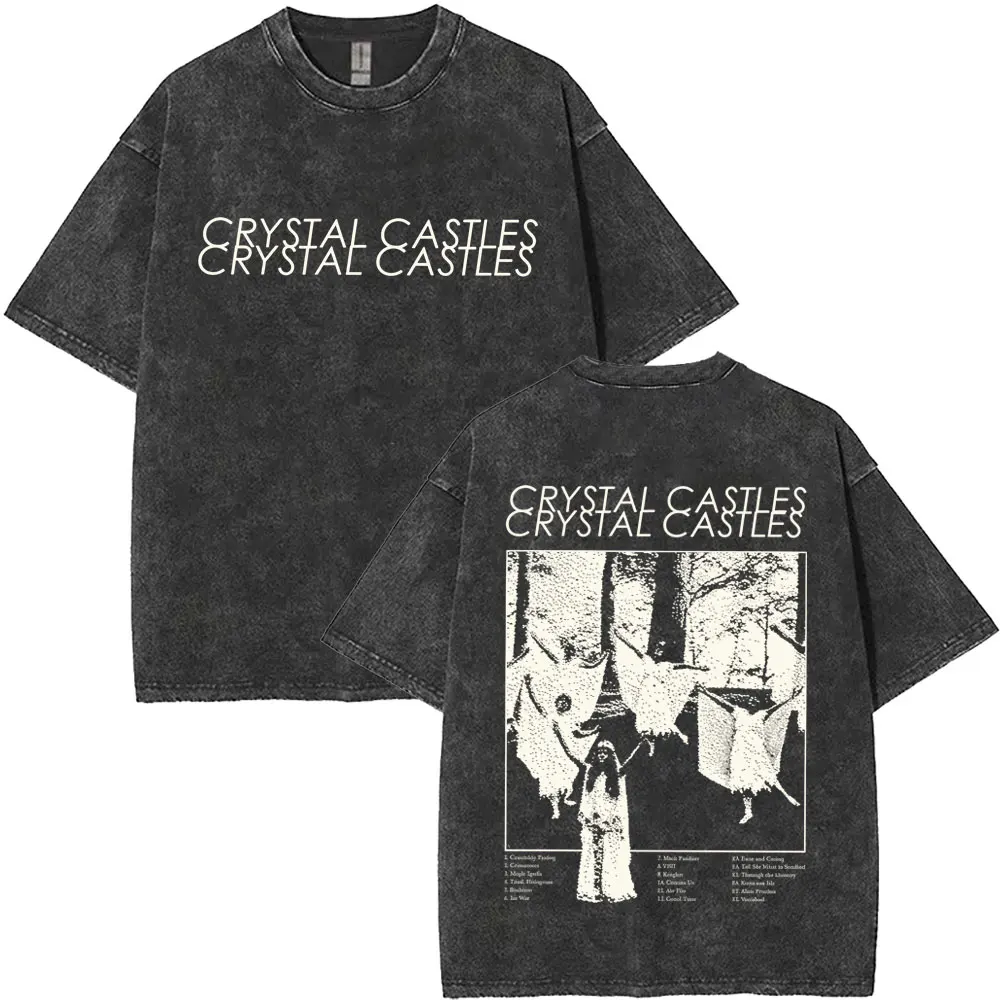

Limited Crystal Castles Washed VintageWashed T-shirt Men Women Retro Gothic Punk Style T Shirts Men's Hip Hop Oversized T-shirts