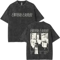 Camiseta lavada Vintage de castillos de cristal limitada para hombre y mujer, camisetas estilo Retro gótico Punk, camisetas de gran tamaño de Hip Hop para hombre