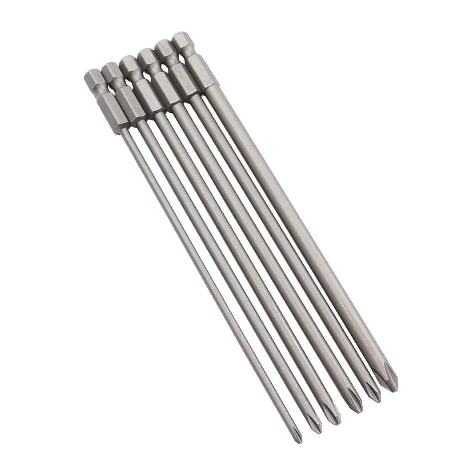 Punta per cacciavite Phillips da 6 pezzi lunga 150mm con punta per cacciavite PH1 PH2 magnetica materiale in acciaio legato S2