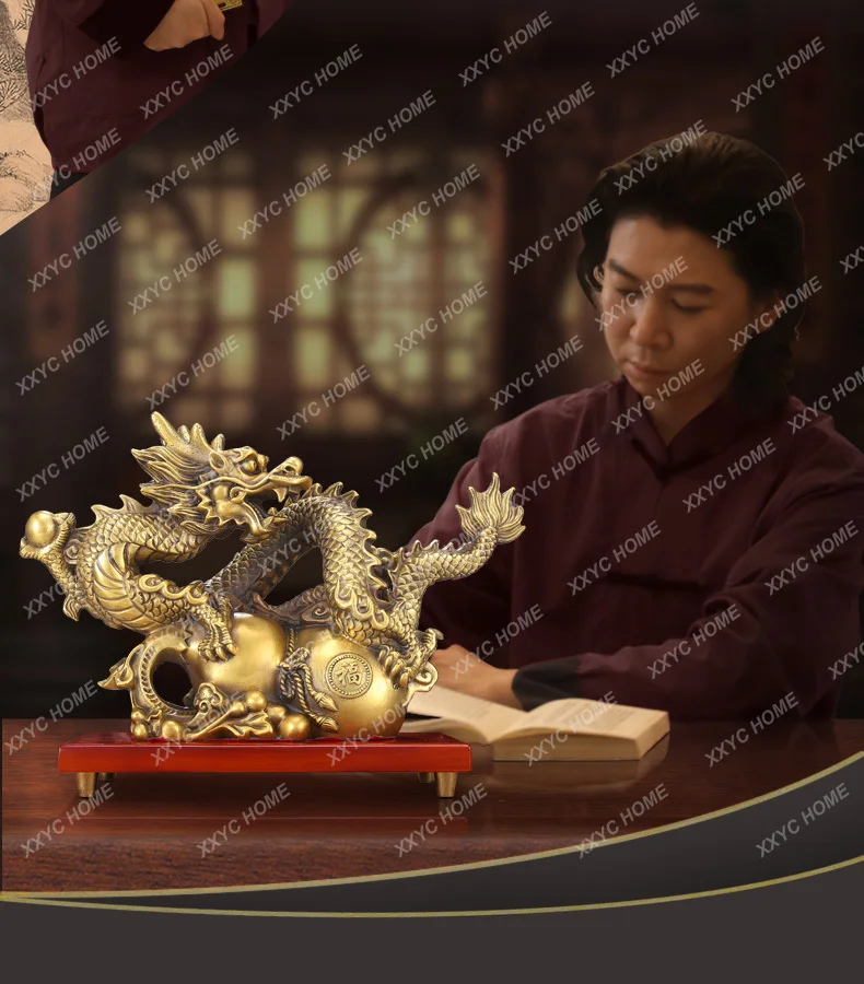 2023 جلب كبير في الثروة الكنز متجر المنزل الأعمال المال رسم التميمة الحظ الحظ جيد التنين الذهبي تمثال نحاسي