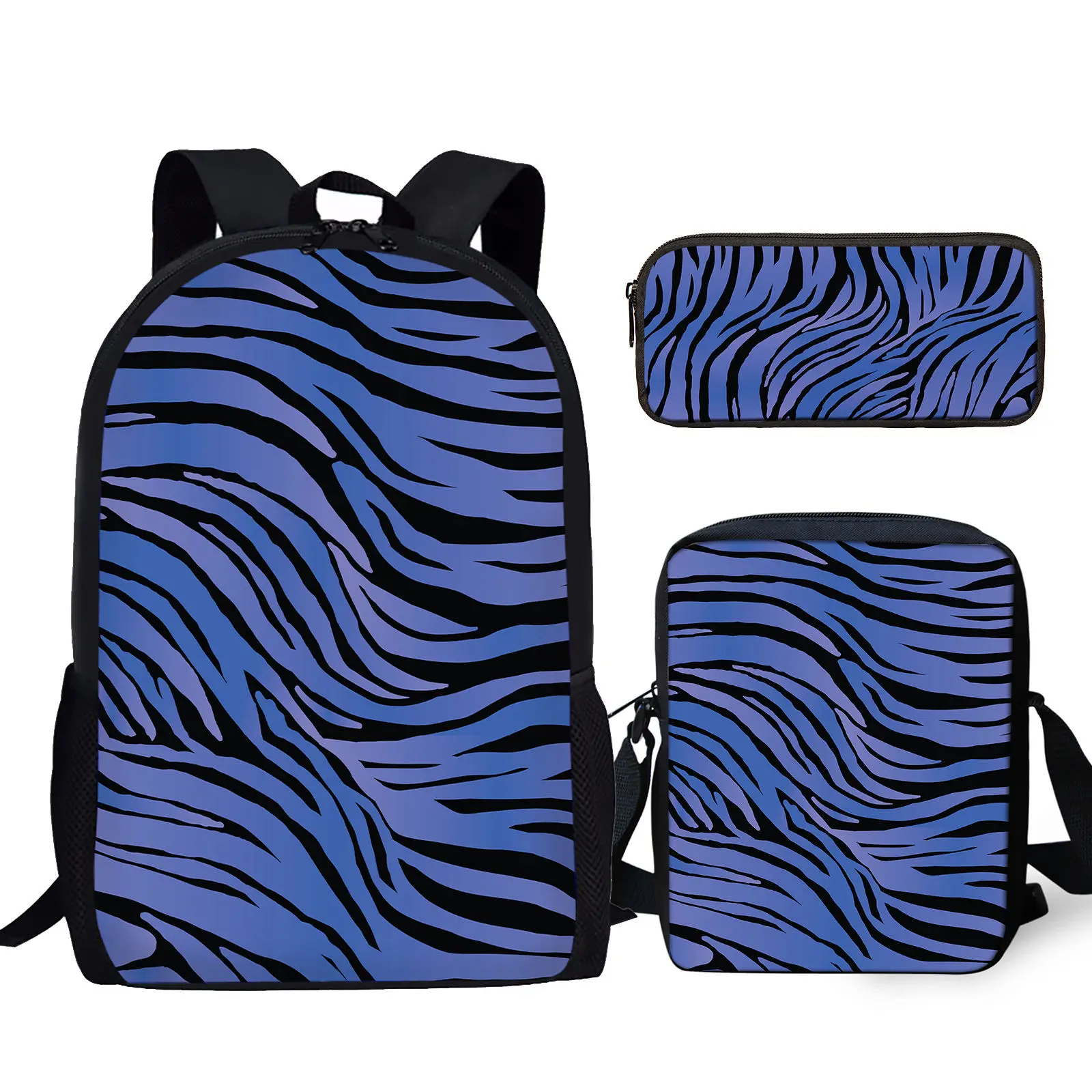 Desenhos animados preto e branco vaca textura impressão escola saco conjunto para meninos e meninas, mochila de armazenamento diário, presente de volta à escola, 3pcs