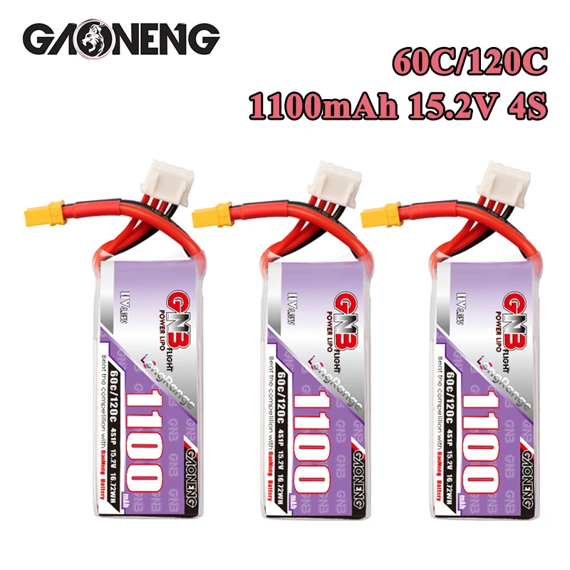 GNB Lipo Battery 4S 15.2V 1100mAh 60C for RC Helicopter Quadcopter Airplane FPV Racing Drone RC Parts 15.2V Rechargeable Battery