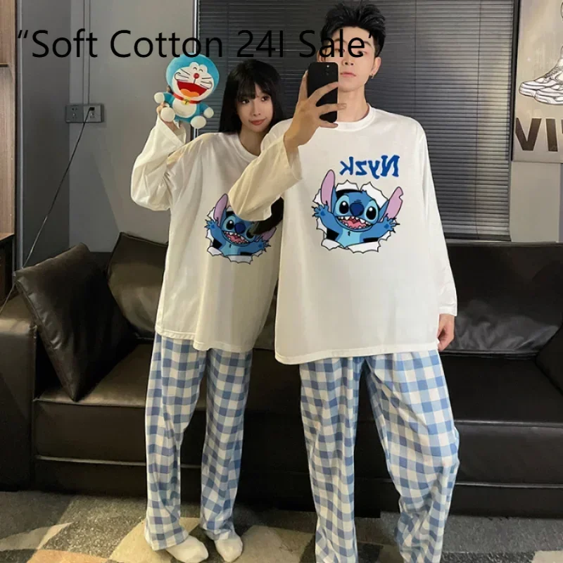 

Disney Couple Pajamas Spring Casual Comfort Two-piece Set Stitch Homewear Disney Homewear Cartoon Stitch Couple Pajamas